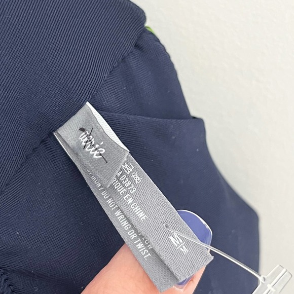 Aerie Bikini Set, Size Medium Navy Floral Scoop Neck High Waist - Picture 5 of 9